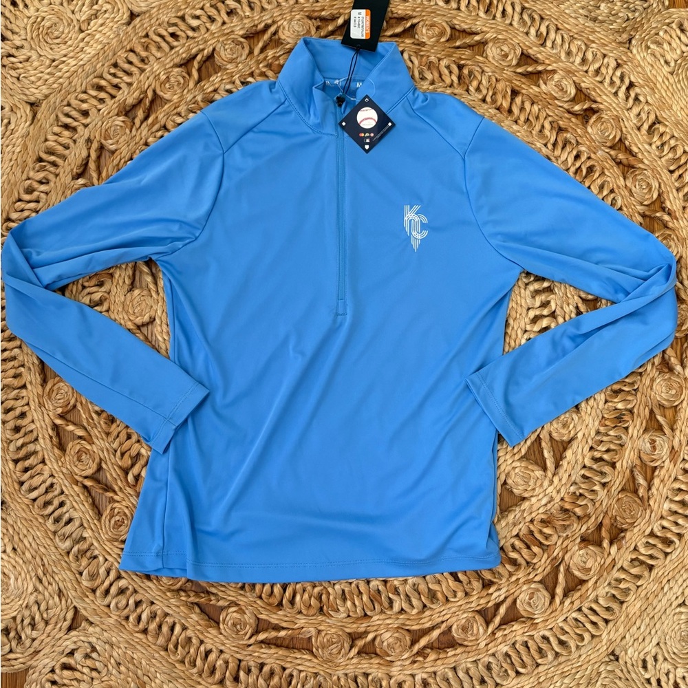 KC Royals Baseball Blue Long Sleeve Women's Quarter Zip